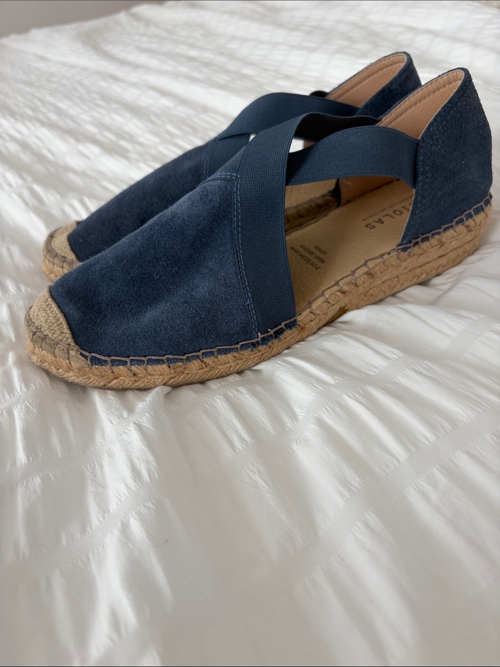 Women’s Navy Suede Espadrilles with Cross Elastic Straps